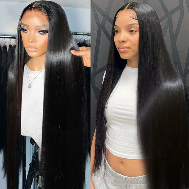 (Super Deal) Long 30inch 34inch Pre Bleached 13x4 HD Lace Frontal Wigs Pre-plucked Human Hair Wig 220% Density