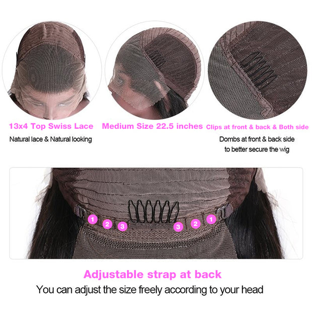 (Super Deal) Long 30inch 34inch Pre Bleached 13x4 HD Lace Frontal Wigs Pre-plucked Human Hair Wig 220% Density