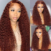 Reddish Brown 13x4/4x4 HD Lace Wig Deep Wave Auburn Glueless Human Hair Wigs