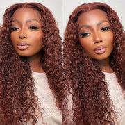 Reddish Brown 13x4/4x4 HD Lace Wig Deep Wave Auburn Glueless Human Hair Wigs