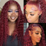 99J Burgundy Color Deep Wave Hair 13x4/4x4 Lace Front Wigs With Baby Hair