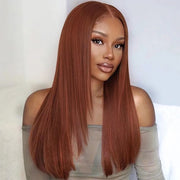 Layered Cut Reddish Brown Glueless 13x4 13x6 Undetectable HD Lace Front 100% Human Hair Wig