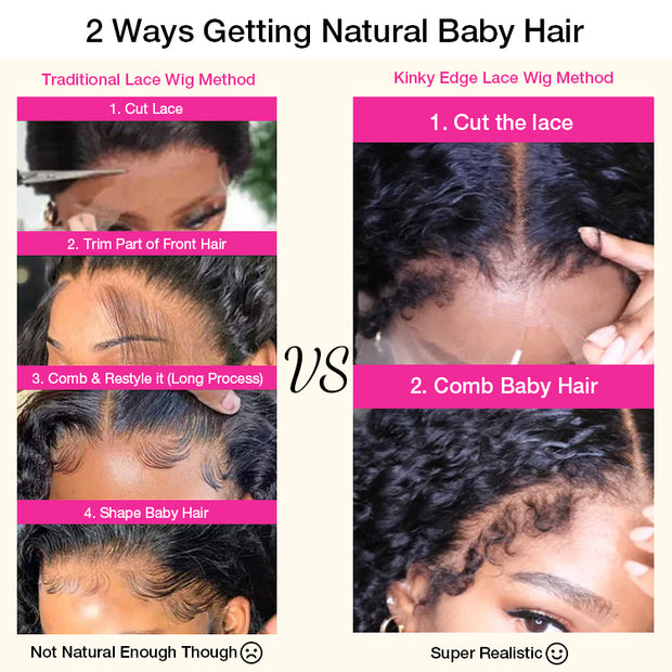 4C Edge Hairline丨Deep Wave 13x4 HD Lace Front Wig with Curly Edges Baby Hair Wigs
