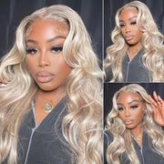 BOGO SALE|#P18/613 Highlight Blonde Body Wave Wig 13X4 HD Lace Front Human Hair Wigs 16-26 Inches