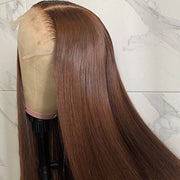 Chocolate Brown Loose Wave Human Hair Wigs for Women 13x4 HD Lace Front Wigs With Pre Plucked Hairline