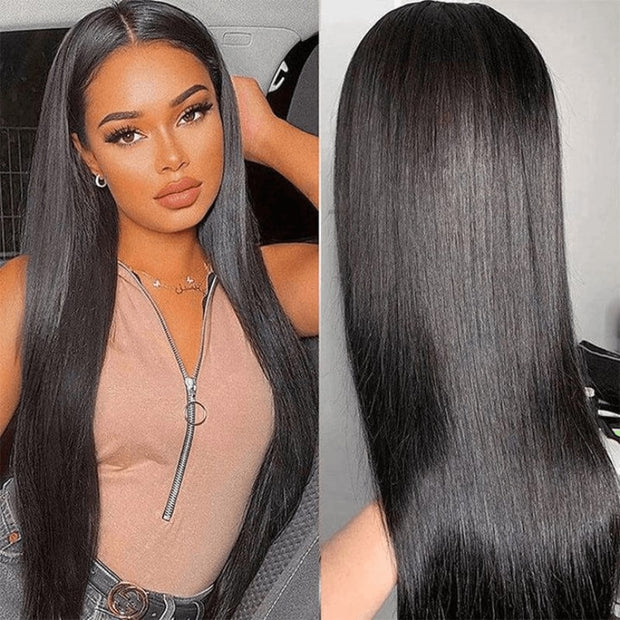 Pre-All 13X6 Glueless Pre Cut Pre Bleached,Pre Plucked Straight Wigs Invisible HD Lace Front Human Hair Wigs