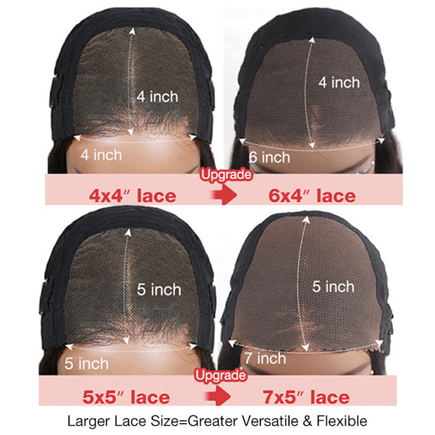 7x5 Pre Cut HD Lace Wear & Go #4 Chocolate Brown Colored Body Wave 4x4 Realistic Transparent Glueless Human Hair  Wig