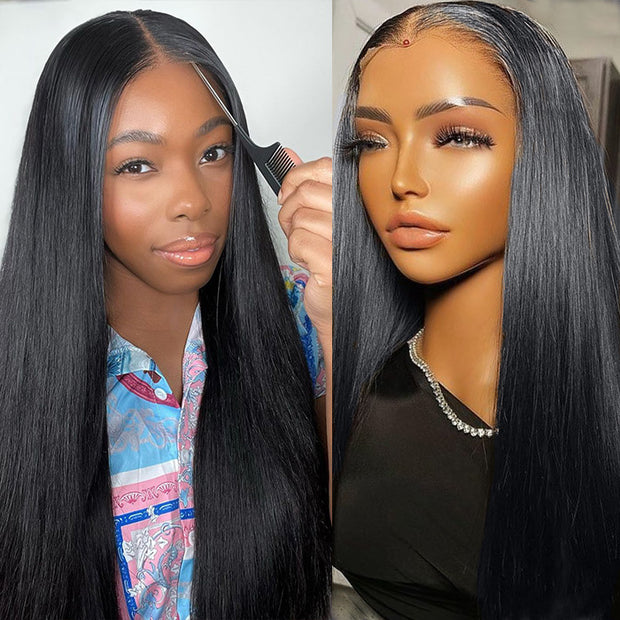 Glueless 8X5 Pre Cut HD Lace Wig Wear & Go Deep Wave & Straight Human Hair Wig 180% Density