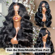 Curtain Bangs 13x4 HD Lace Wig Butterfly Cut Body Wave Human Hair Wigs with Adjustable Strap