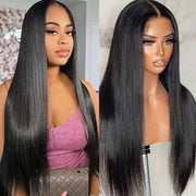 Pre-Bleached Knots Pre-Cut Lace Wig Glueless Wear & Go Straight Human Hair Wig With Pre-plucked Hairline