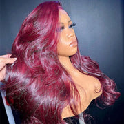 Burgundy Wig 4x4/13X4 HD Lace Frontal Body Wave Wigs 99J Colored Pre-Plucked Remy Human Hair Wigs