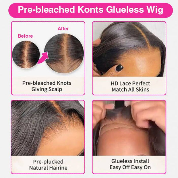 (Super Deal) Long 30inch 34inch Pre Bleached 13x4 HD Lace Frontal Wigs Pre-plucked Human Hair Wig 220% Density