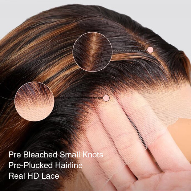Flash Sale | #1B30 Copper Blond Highlight Glueless Pre-Cut 13X4 HD Lace Frontal Wig Ready & Go Body Wave Or Straight Wigs