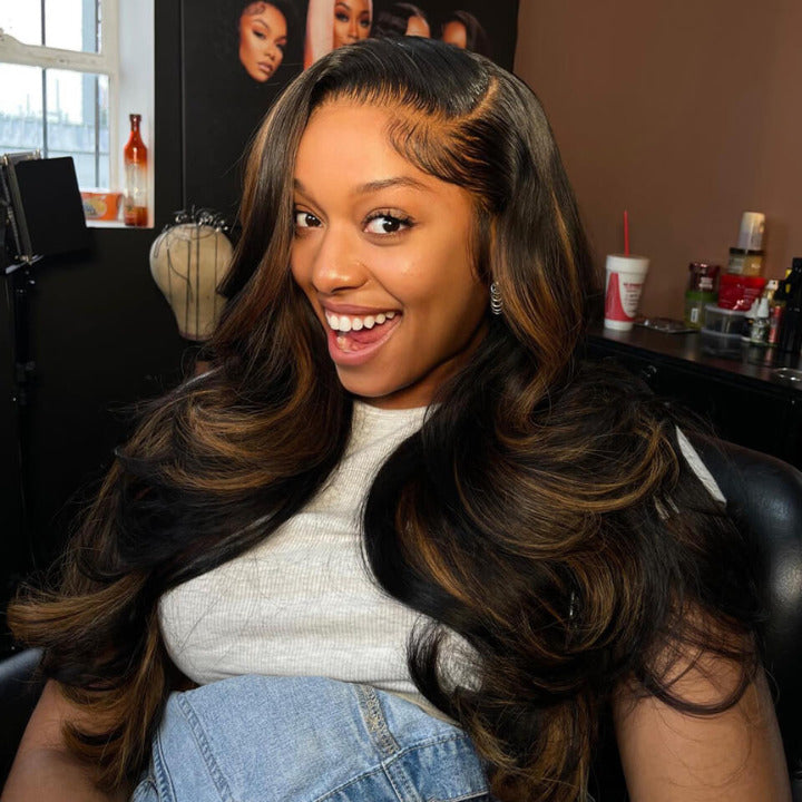 Flash Sale | #1B30 Copper Blond Highlight Glueless Pre-Cut 13X4 HD Lace Frontal Wig Ready & Go Body Wave Or Straight Wigs