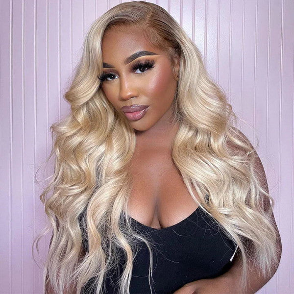 Body Wave 5x5 Lace Closure Pre Plucked Ombre T4/613 Blonde Colored Human Hair Wigs