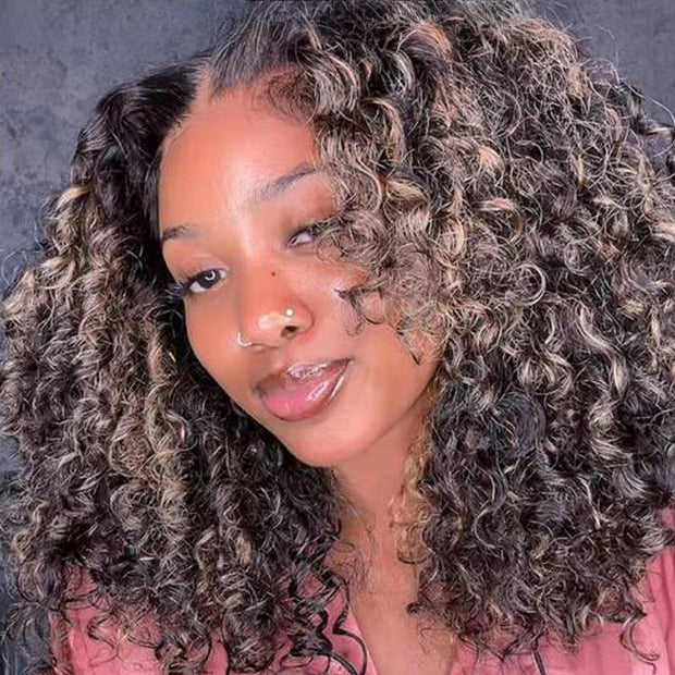 1B/27 Highlights Bomb Curly Lace Front Wigs 13X4/13x6 Invisible HD Lace Frontal Curly Human Hair Wigs For Women