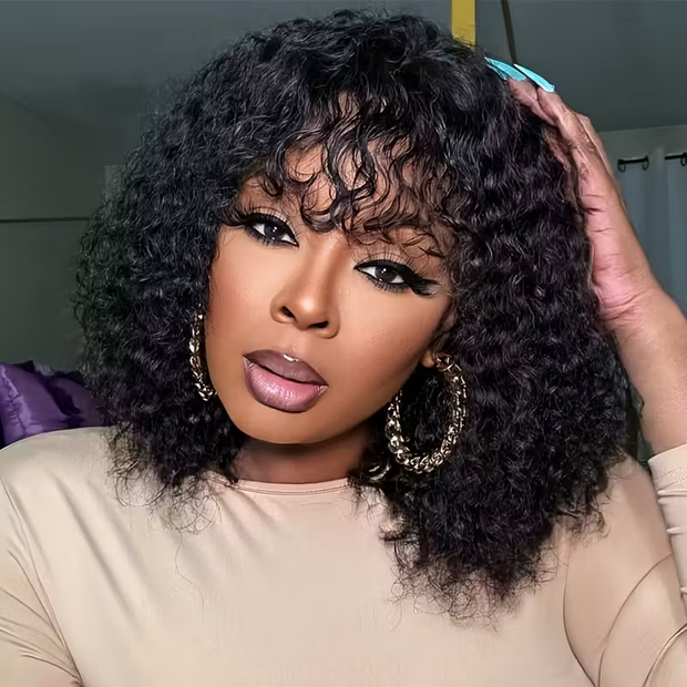 2 Wigs=$99 | 8 Inches 4X4 Lace Straight Wig & 10 Inches Curly Machine Made Wig