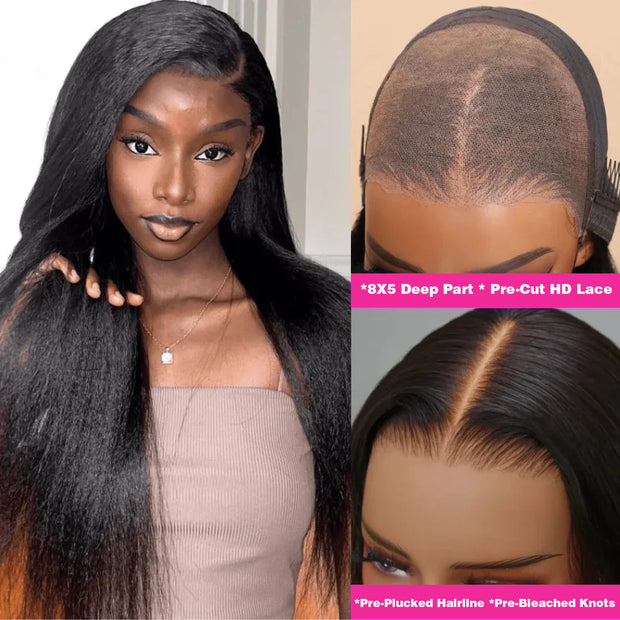 Cynosure Pre Everything New Yaki Straight Glueless Wig Pre Cut 13X6 HD Lace Human Hair Wigs