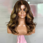 Curtain Bangs 8x5 Pre Cut HD Lace Wig Wear Go Blonde Highlight Body Wave Glueless Wigs