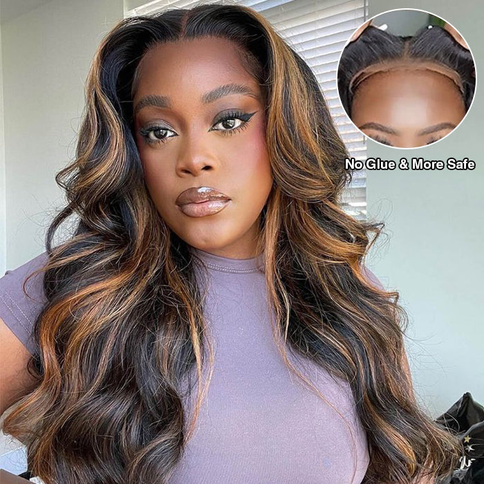 Glueless 13x4 13X6 Lace Front Wig Pre Cut HD Lace Honey Blonde Highlight Body Wave Human Hair Wig