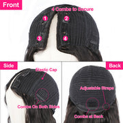 Pull Go V Part Kinky Curly Wig Upgrade Elastic Drawstring Fit All Sizes Put On & Go Glueless  Human Hair Wig Afro Curly Style