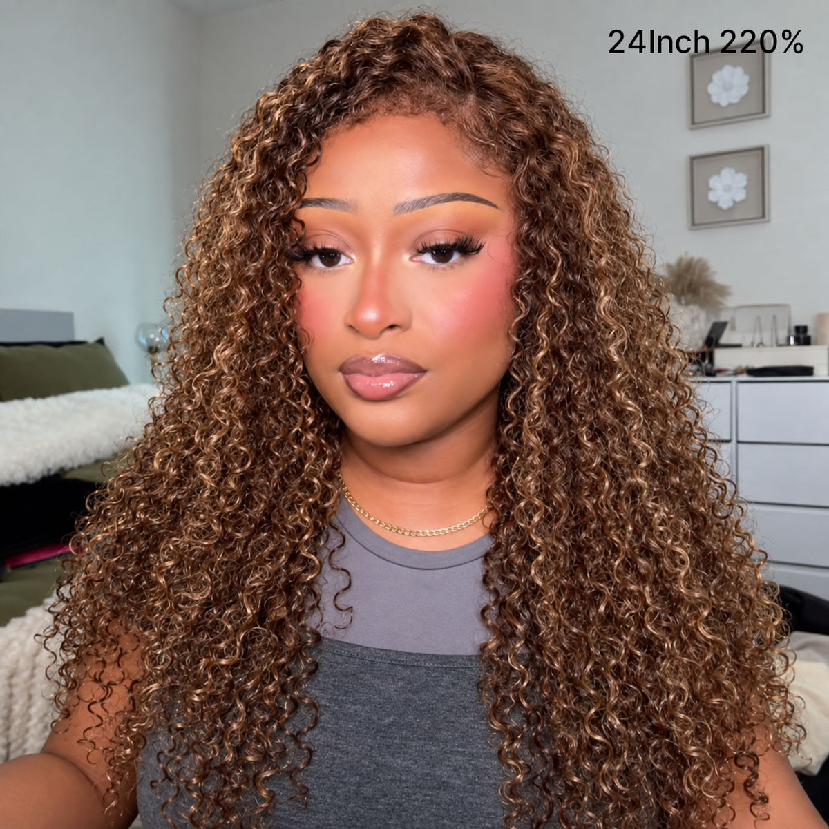 4c edges blonde highlight curly wig