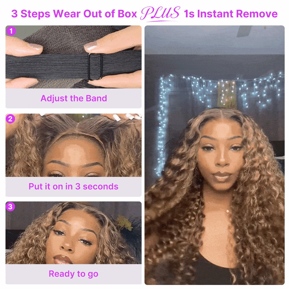 Wear Go Glueless 8x5 HD Lace Highlight Deep Wave Pre-Cut Lace Wig