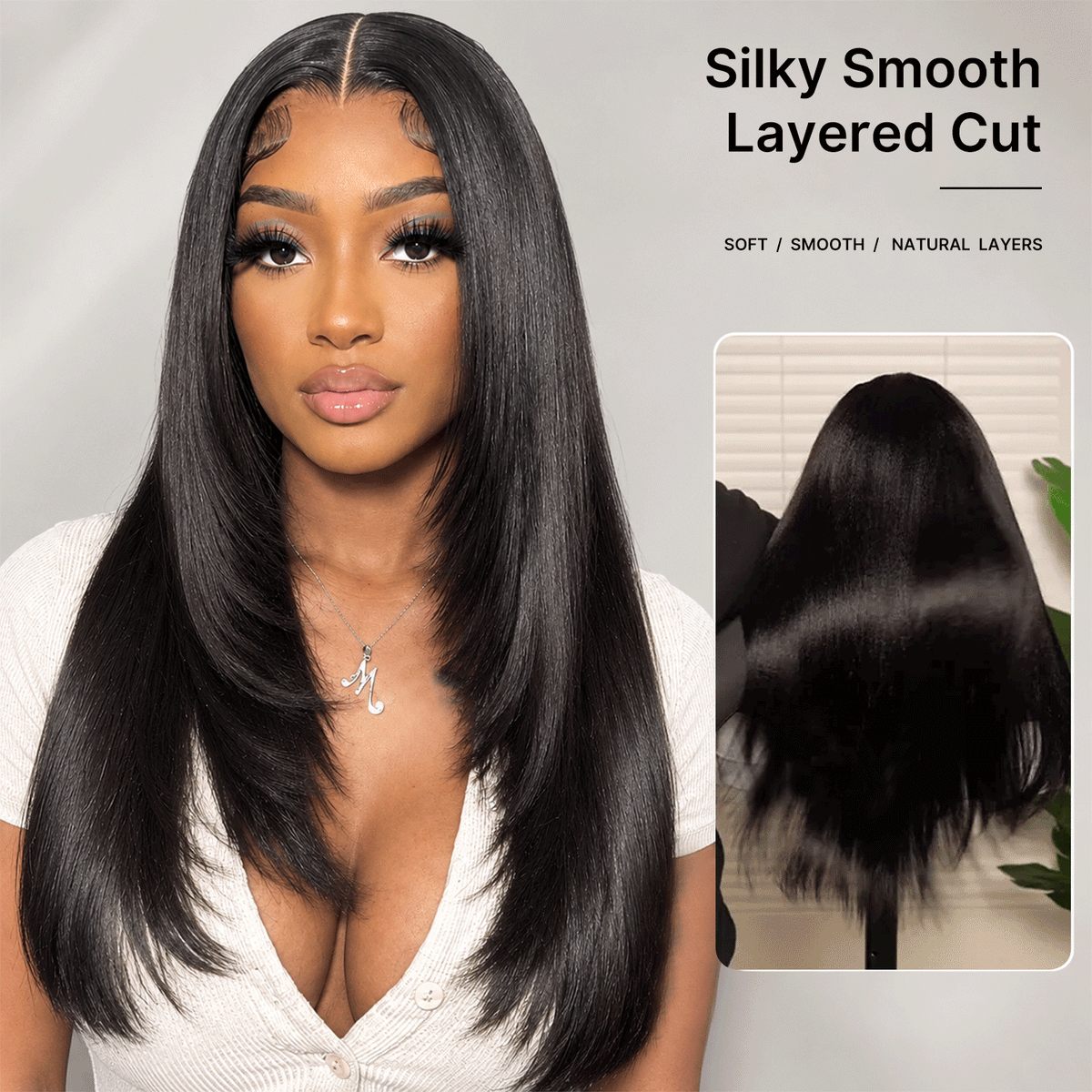 layered cut straight wig