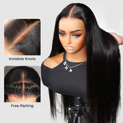 Pre-All 13X6 Glueless Pre Cut Pre Bleached,Pre Plucked Straight Wigs Invisible HD Lace Front Human Hair Wigs