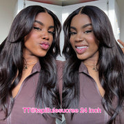 Curtain Bangs Max Parting 8X5 Pre Cut HD Lace Closure Wig Butterfly Layered Cut Straight Wear & Go Glueless Human Hair Wigs
