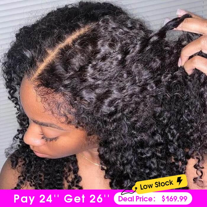 Curly Edges Glueless 8x5 Lace Front Curly Human Hair Wigs 180% Density