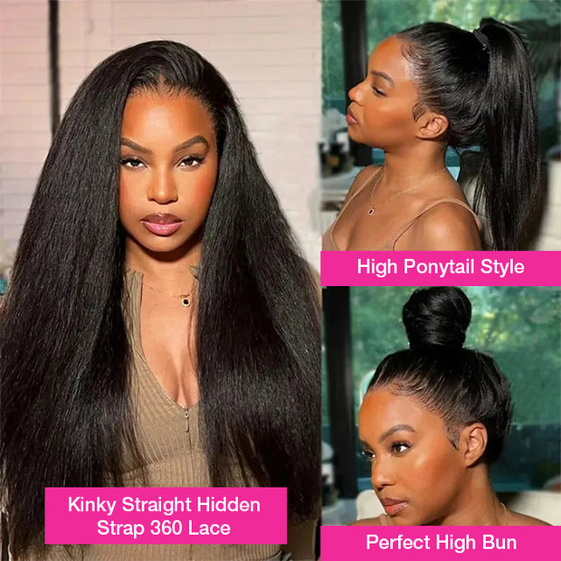 Flash Sale Sung Fit Hidden Strap 360 Skin Lace Frontal Pre-cut & Pre-bleached Human Hair Wig 180% Density