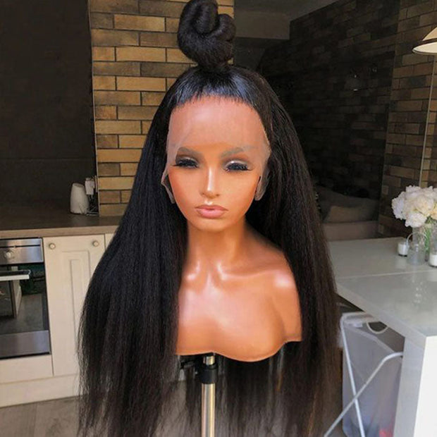 New Hidden Strap 360 Lace Frontal Wigs Kinky  Straight HD Lace Front Human Hair Wigs Pre Plucked Pre Bleached Natural Around Kinky Edges