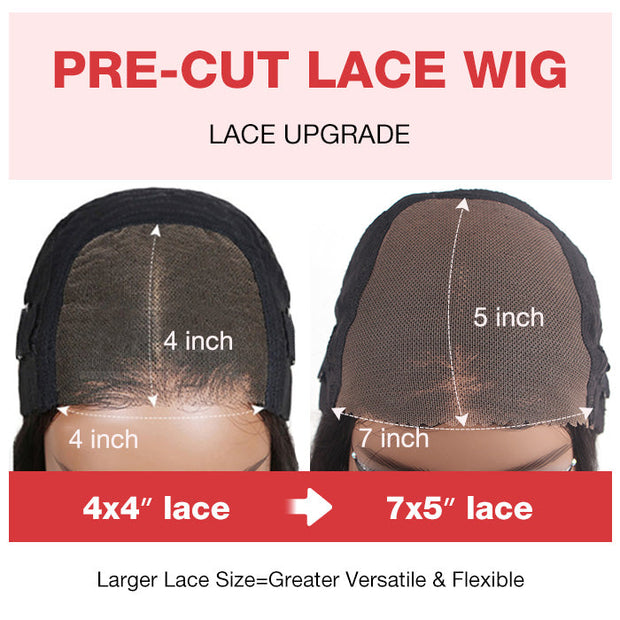 Curtain Bangs 8x5 Pre Cut HD Lace Wig Wear Go Blonde Highlight Body Wave Glueless Wigs
