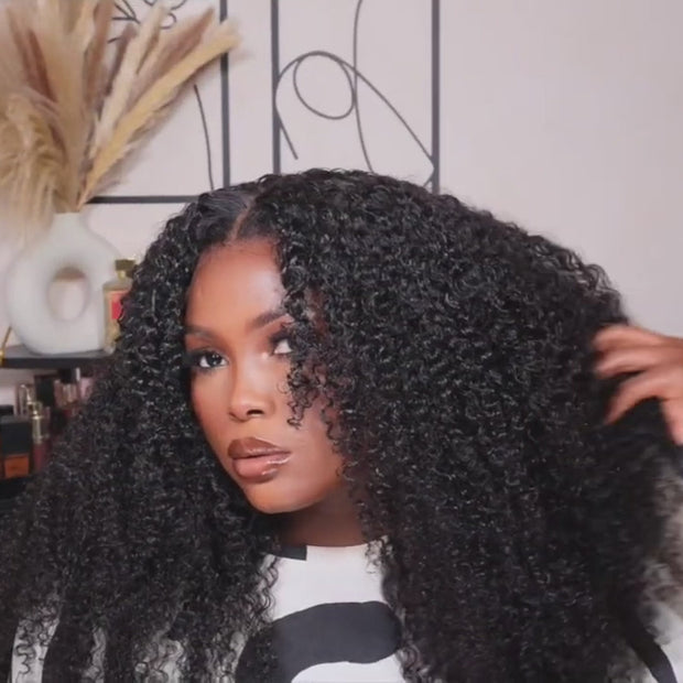 Glueless Bomb Afro Curl HD Lace Front Wigs Pre Cut Pre Bleached Luxurious 250% Density Human Hair Wig For Black Women
