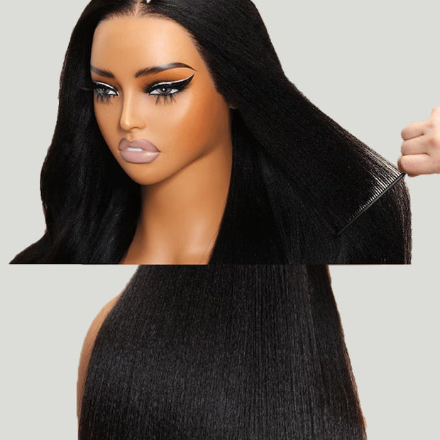 Cynosure Pre Everything New Yaki Straight Glueless Wig Pre Cut 13X6 HD Lace Human Hair Wigs
