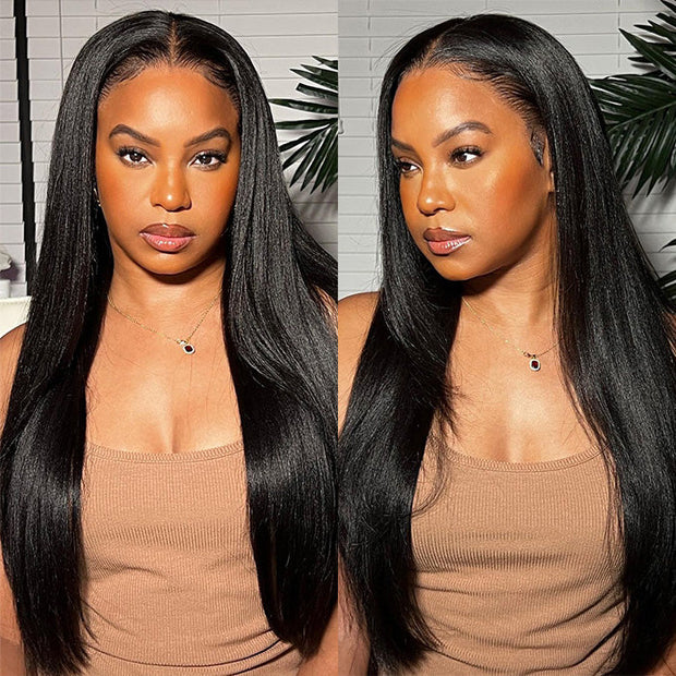 Cynosure Pre Everything New Yaki Straight Glueless Wig Pre Cut 13X6 HD Lace Human Hair Wigs