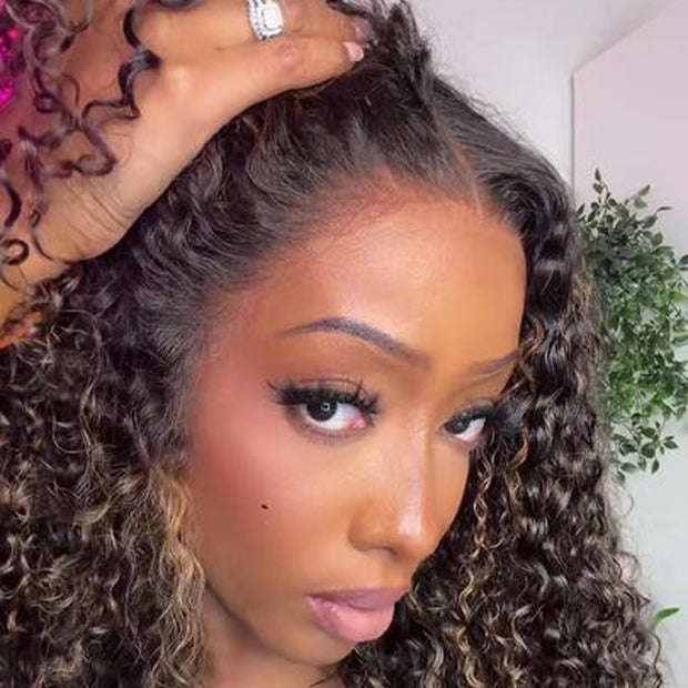 1B/27 Highlights Bomb Curly Lace Front Wigs 13X4/13x6 Invisible HD Lace Frontal Curly Human Hair Wigs For Women
