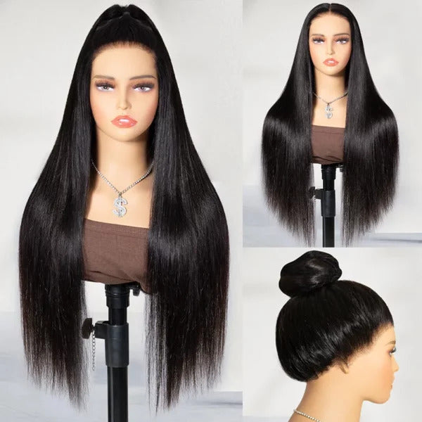 New Upgrade Hidden Elastic Strap 360 HD Lace Front Wig Straight Human Hair Wigs Snug Fit All Sizes