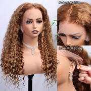 Flash Sale Upgraded Hidden Strap Snug Fit 360 Lace Frontal Wigs Affordable HIghlight Water Wave Deep Wave Human Hair Wig 220%