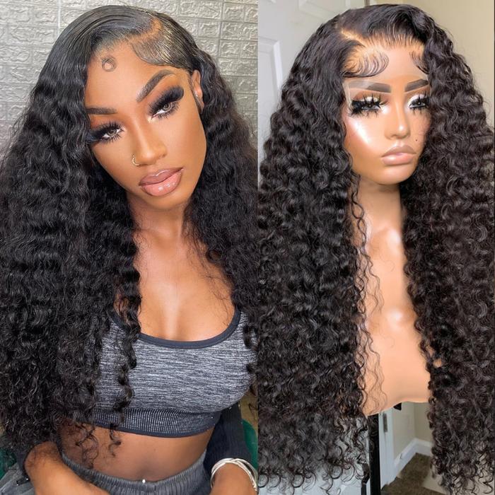 Deep Wave 13X6 Lace Front Wig Human Hair Wigs Pre Plucked With Baby Hair