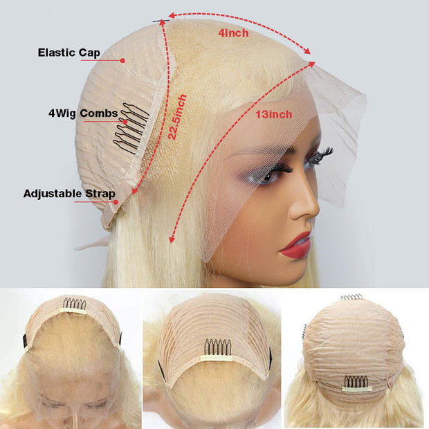 Pre Plucked 613 Blonde Human Hair Wig Body Wave 13x4 HD Glueless Honey Blonde Lace Front Wigs