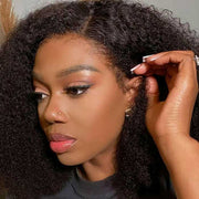Kinky Edge Hairline Afro Kinky Curly Lace Front Wig Pre Bleached Real 4C Edges Glueless HD Lace Human Hair Wigs For Black Women