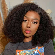 Kinky Edge Hairline Afro Kinky Curly Lace Front Wig Pre Bleached Real 4C Edges Glueless HD Lace Human Hair Wigs For Black Women