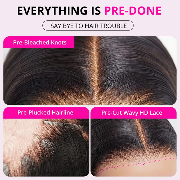 300% Ultra Dense Glueless Body Wave Wig Pre Bleached Pre Cut Invisible Skin Melt 8x5 HD Lace Human Hair Wig