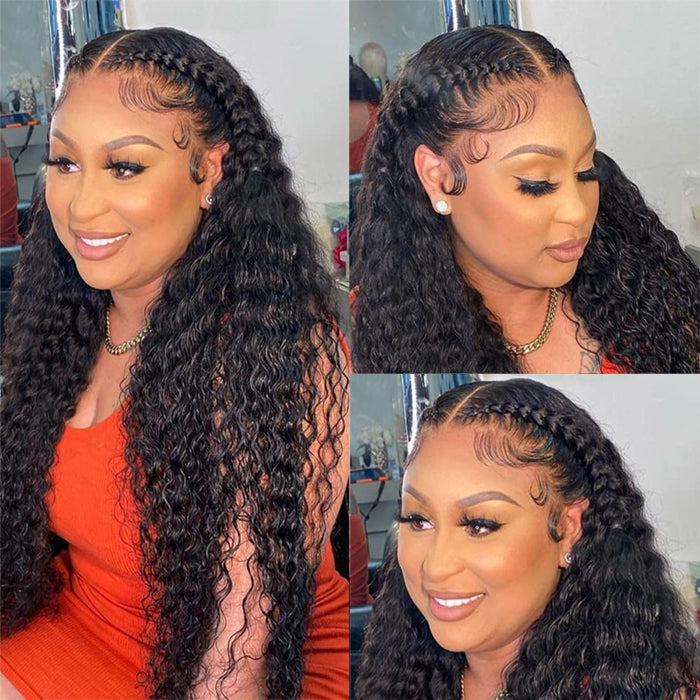 Pre Braided Frontal Wig Ready Go Deep Wave 13x6 Pre Cut Lace Frontal Wig Pre-All Glueless Human Hair Wigs