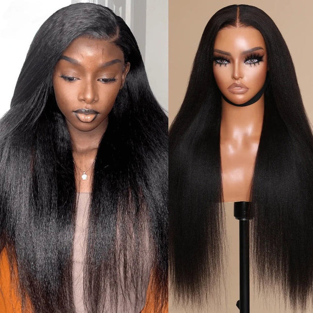Cynosure Pre Everything New Yaki Straight Glueless Wig Pre Cut 13X6 HD Lace Human Hair Wigs