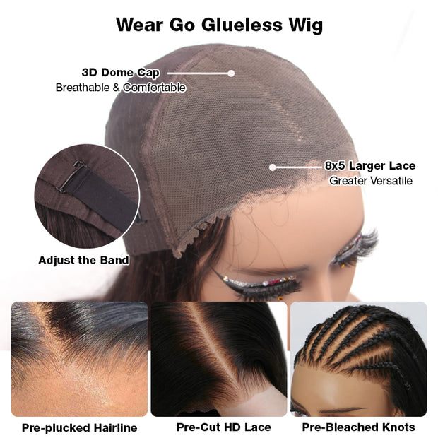 Clearance Sale|Chocolate Brown Closure Wig Glueless  8x5 Pre-cut Lace  Human Hair Wigs With Pre Bleached Knots Flash Sale