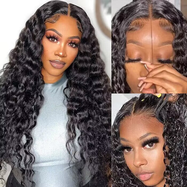 Glueless 8X5 Pre Cut HD Lace Wig Wear & Go Deep Wave & Straight Human Hair Wig 180% Density