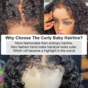 Pull & Go 4C Edges Curly Lace Frontal Wig Invisible HD Lace Human Hair Wig With Curly Natural Baby Hairline